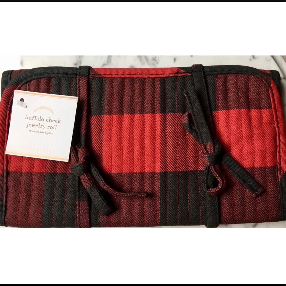 Pottery Barn Buffalo Check Jewelry Roll